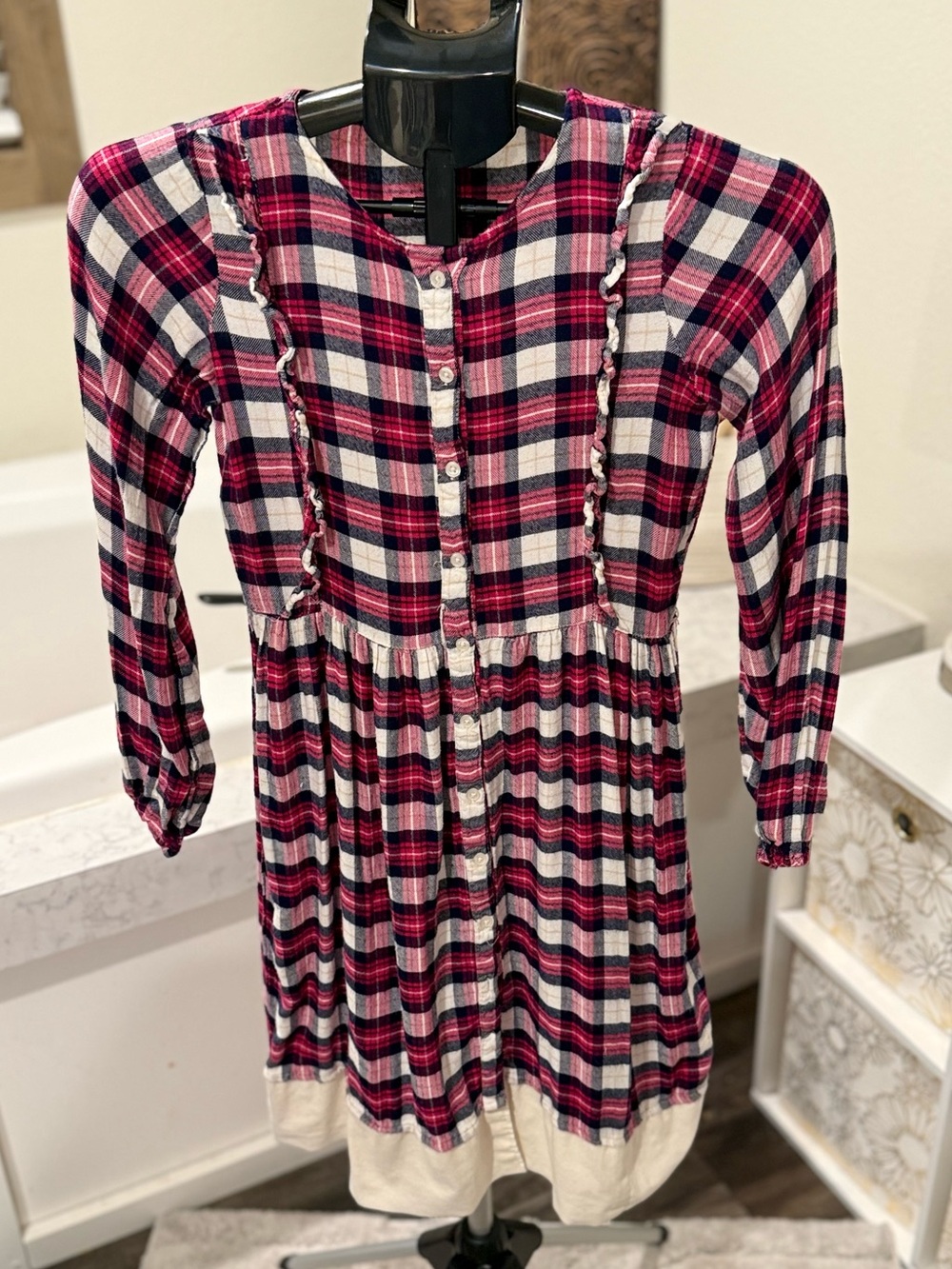 Rare Editions Plaid Button Front Dress Girls Size 14